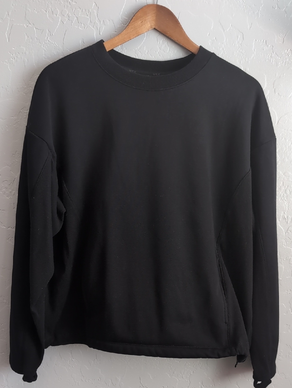 VSX Womens Medium Black Pullover Elastic-Waist SOFT Stretchy Sweatshirt!